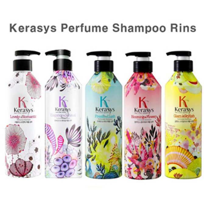 Cặp dầu gội/xả nước hoa KeraSys Blooming&amp; flowery - Hương tuyết tùng và linh lan Hàn Quốc (2x600ml) tặng kèm móc khoá