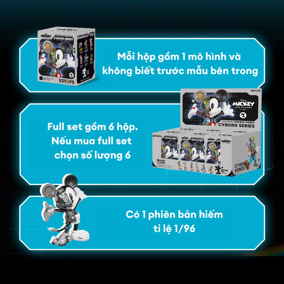52Toys Mickey &amp; Friends Cyborg (Sản phẩm có mẫu ngẫu nhiên)