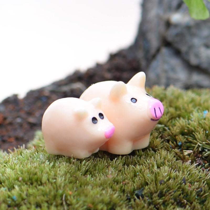 Tiểu cảnh mini ️ Mô hình lợn con mini mũi hồng trang trí sen đá, sân vườn, terrarium