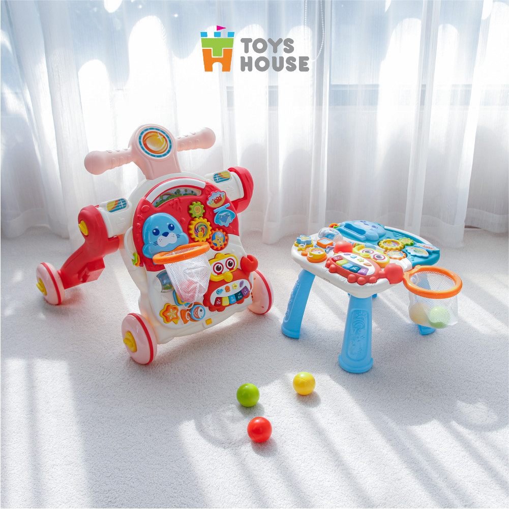 Xe tập đi đa năng 4 trong 1: xe tập đi, bàn nhạc, chòi chân, trượt scooter Toyshouse HE0826