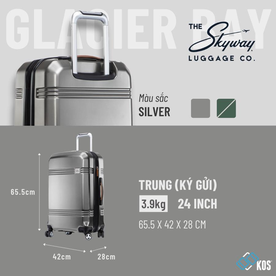 [COMBO 2 VALI] Vali SKYWAY GLACIER Size 20/24, Thương Hiệu Mỹ, 1 Đổi 1 Bể Vỡ - Green