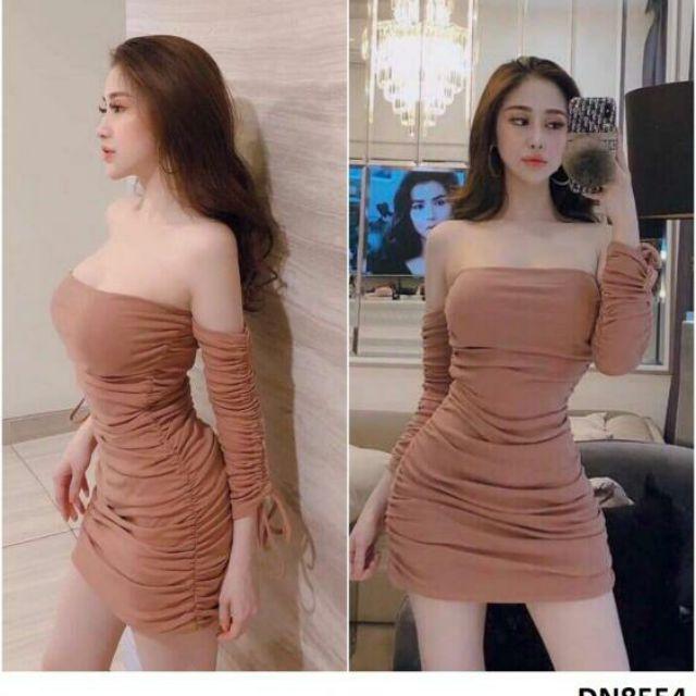 Đầm bẹt vai rút nhúng sexy