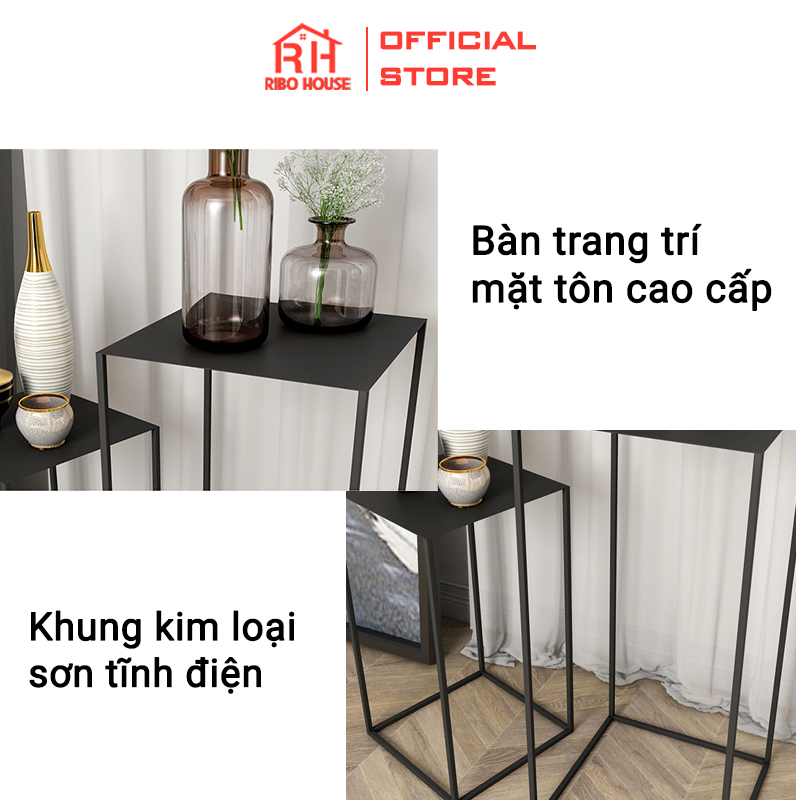 Combo 2 Bàn trang trí RIBO HOUSE bàn khung kim loại sơn tĩnh điện trang trí phòng khách - phòng ngủ phong cách Châu Âu RIBO157