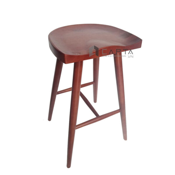 Ghế gỗ quầy bar màu walnut CB Nemo-75W Nội thất Capta Ghế lễ tân cao 75cm gỗ cao su sơn màu walnut chân cố định