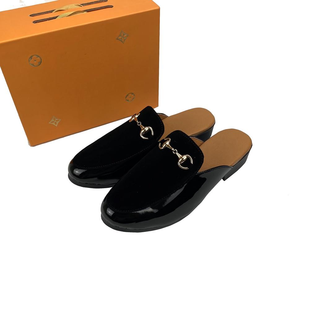 Giày sục da bóng | kết hợp da lộn đính khuyên vàng sang trọng , thoáng mát khi sử dụng chỉ có tại ADAM Classic ( SV01 )