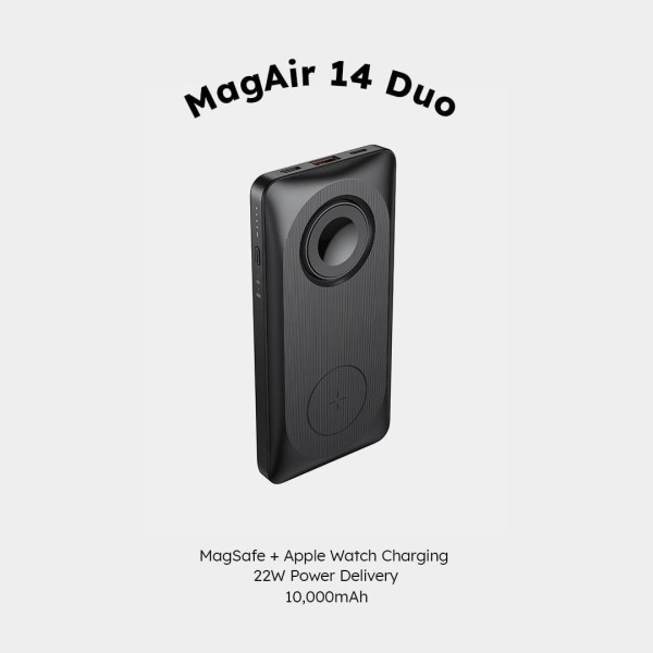 Pin Dự Phòng Mazer MagAir14 DUO Ma.gS.afe 15W + sạc được cho Apple Watch (10.000mAh) - hàng chính hãng