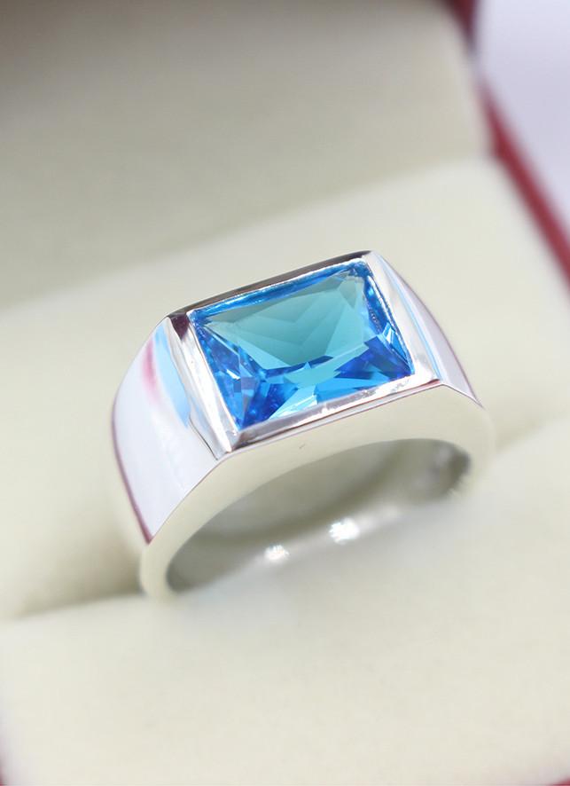 Nhẫn bạc nam đẹp đính đá xanh dương NNA0065