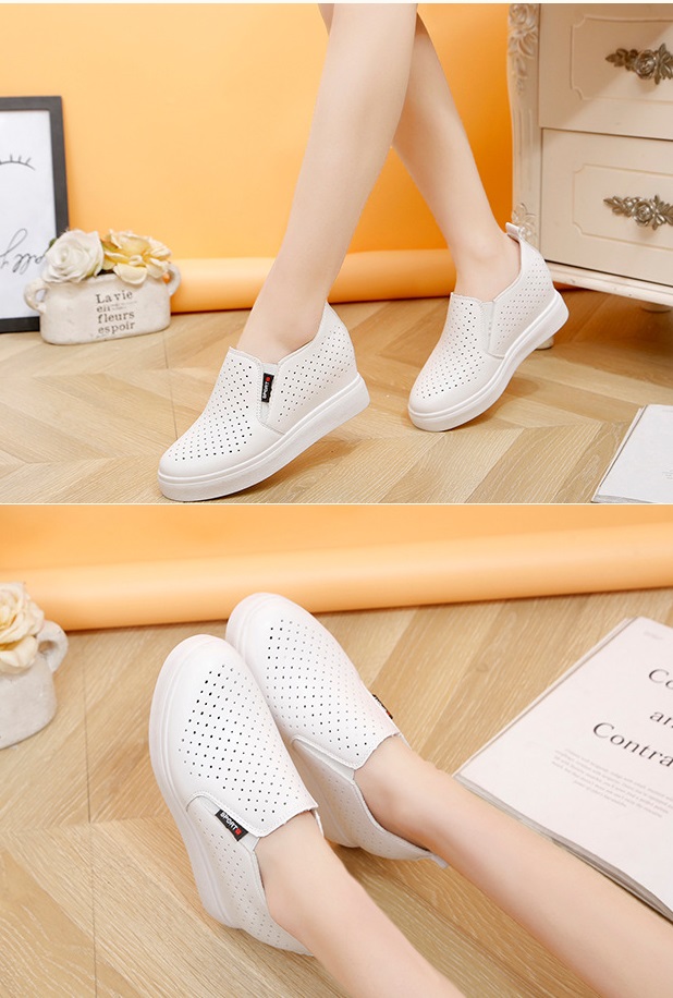 Giày slip on độn da PU trơn, Giày lười nữ S065