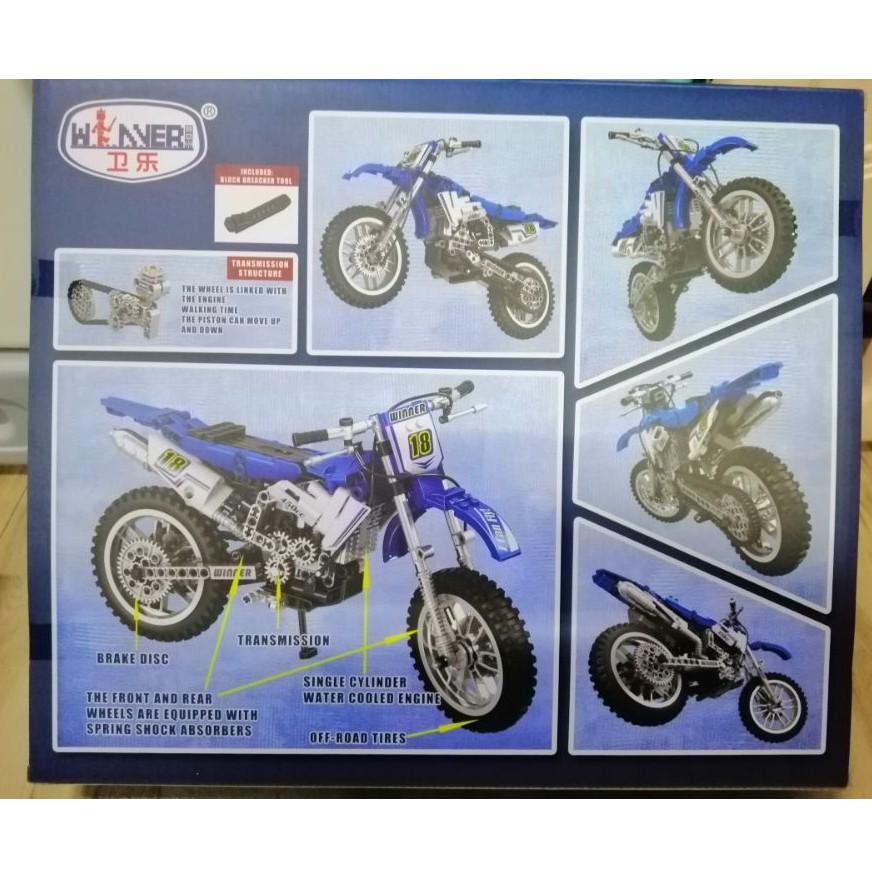 bộ đồ chơi lắp ráp mô hình technic motorbike cross country motorcycle winner 1256 Xe Mô Tô Phân Khối Lớn