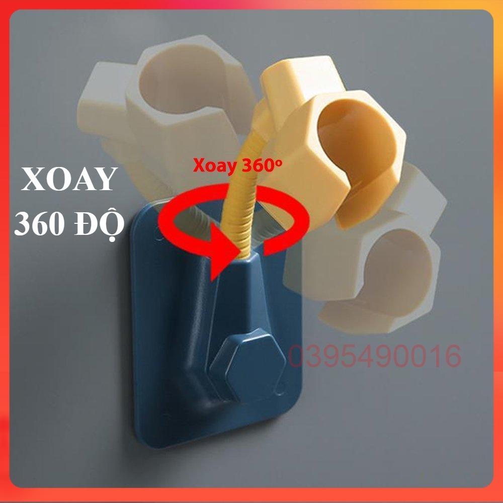 Giá Treo Vòi Hoa Sen, đế Kẹp Vòi Sen Vòi Xịt Toilet Xoay 360 độ Dán Tường Bằng Nhựa Không Cần Khoan đục Không Lo Gỉ Sét. - Vuông