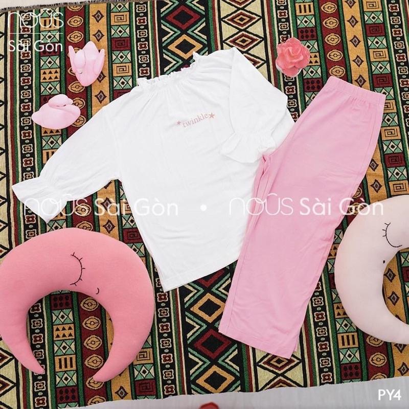 Bộ quần áo dài tay Nous pyjama trắng hồng 2-5 tuổi