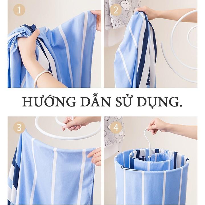 Móc phơi chăn hình tròn bằng inox 304 không rỉ tiện lợi dang xoắn, móc treo chăn mền chịu lực cao FAMAHA