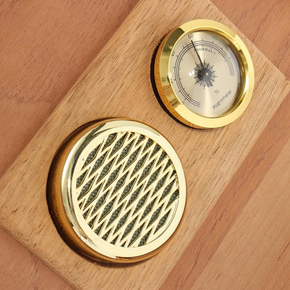 Hộp gỗ Cedar làm ẩm xì gà với máy đo độ ẩm hygrometer