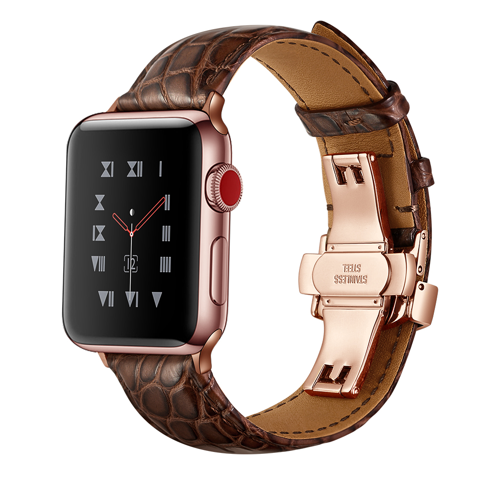 Dây Da Cá Sấu France Khóa Bướm Chống Gãy dành cho Apple Watch 38/40/41mm