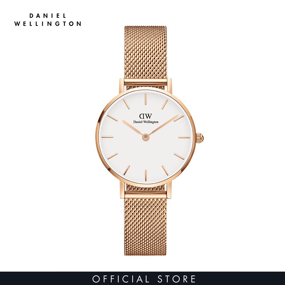 Đồng hồ Nữ Daniel Wellington dây Lưới - Petite Melrose 28mm DW00100219 + Vòng tay Daniel Wellington màu Hồng, Vàng hồng