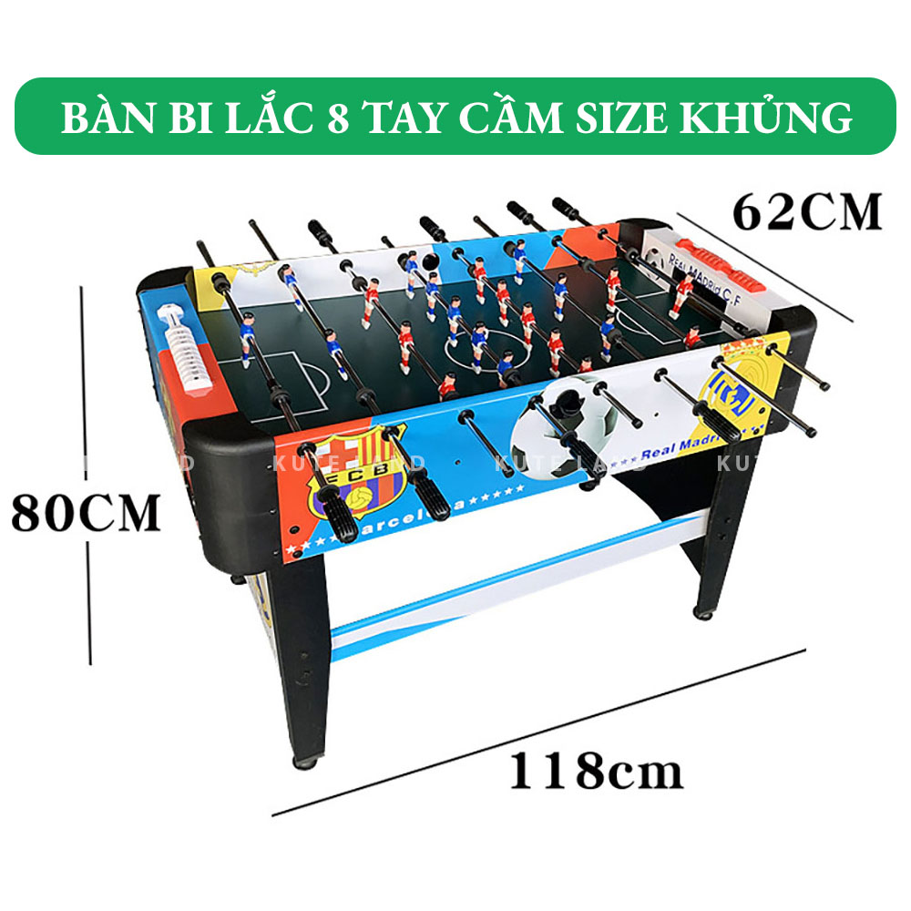 Bàn bi lắc CLB Real &amp; Barca vip size khủng 118x62x80 cm 8 tay cầm chân cao chơi game tại nhà