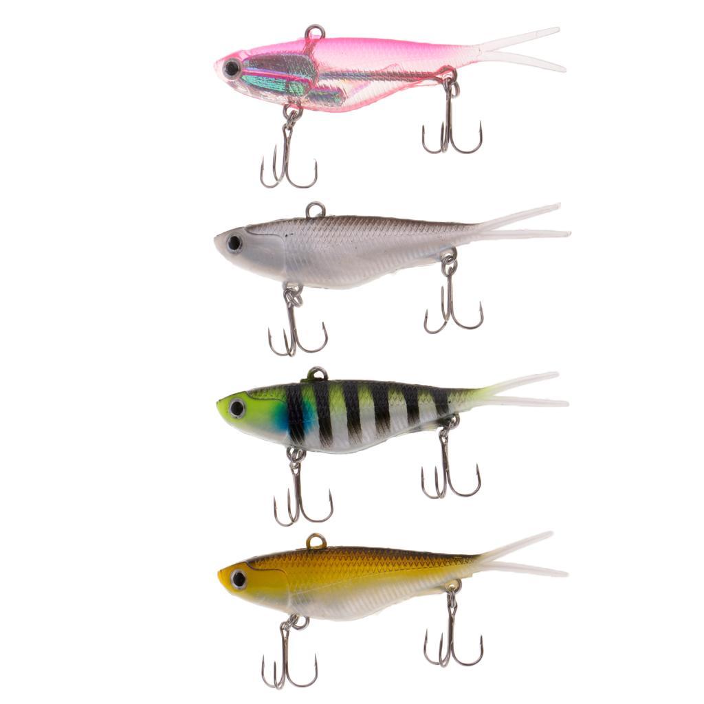 4pcs Split Tail Soft Lead Fishing Lures Sinking Swimbaits Multicolor