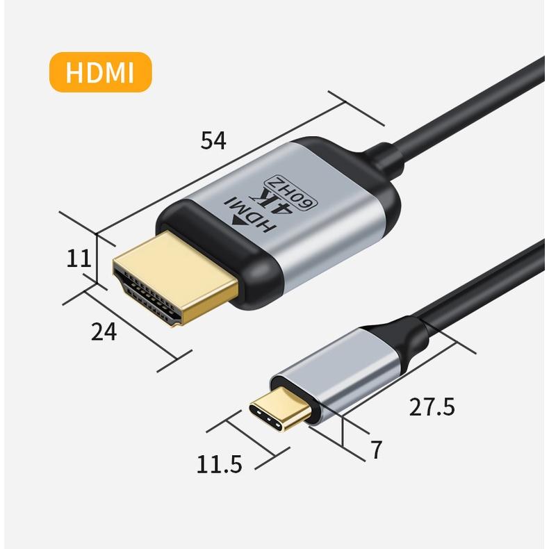 Cáp chuyển Usb Type-c ra HDMI dài 1m8 cho laptop táo,Surface, XPS - Hồ Phạm