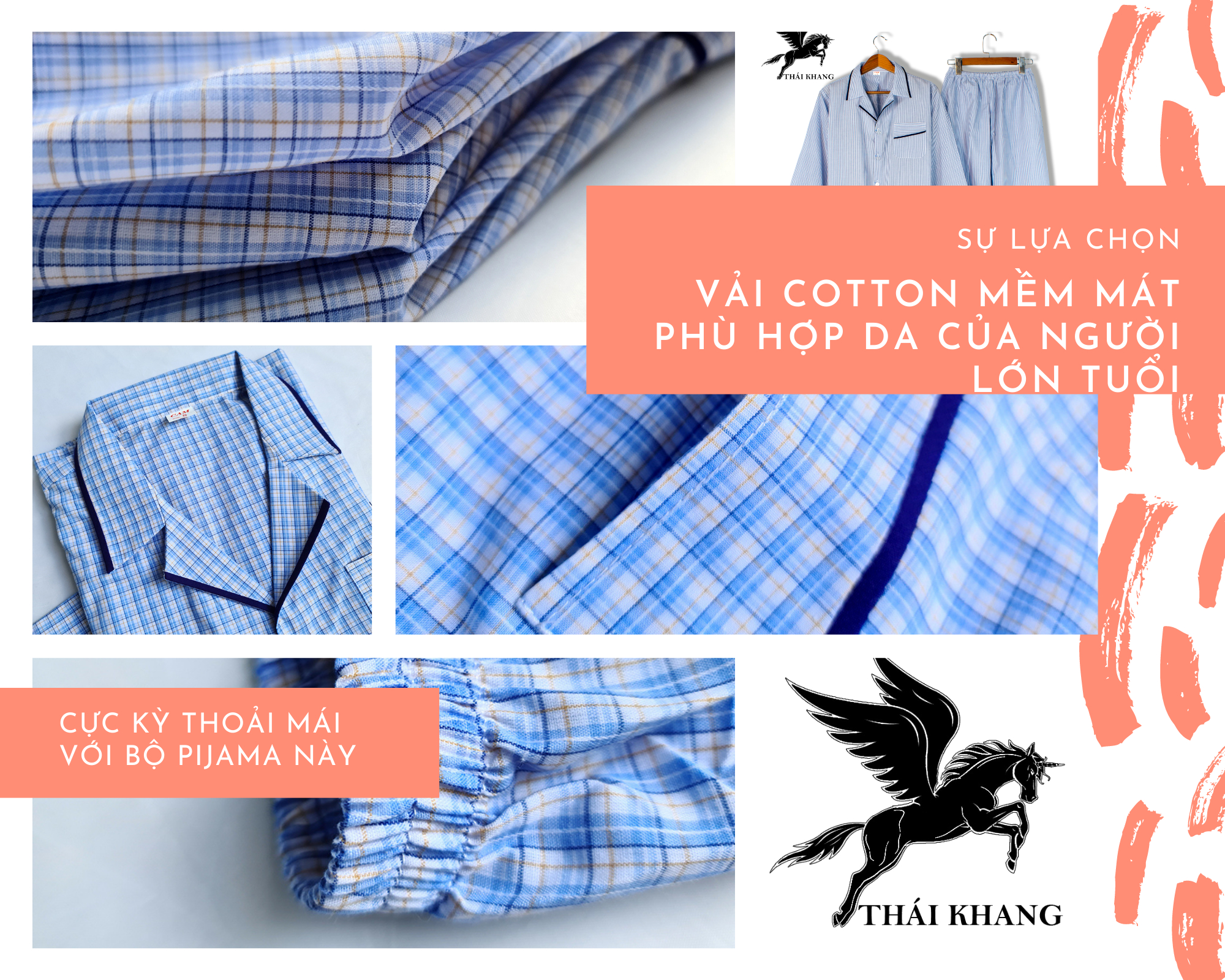 Bộ pijama nam dài tay trung niên vải cotton mặc mát thoải mái cho người già loại bộ đồ trung niên pijama mặc nhà loại caro (Giao ngẫu nhiên)