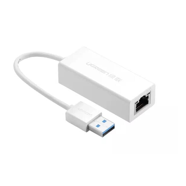 Cáp chuyển đổi USB 3.0 Sang cổng Lan 10/100/1000Mbps Gigabit Ethernet vỏ nhựa dây dài 15cm màu Bạc Ugreen UNW20255CR111 hàng chính hãng