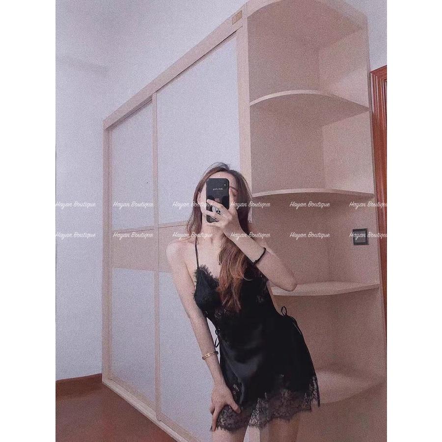 Váy ngủ sexy dây chéo lưng, đầm ngủ lụa dây buộc hông gợi cảm HT65
