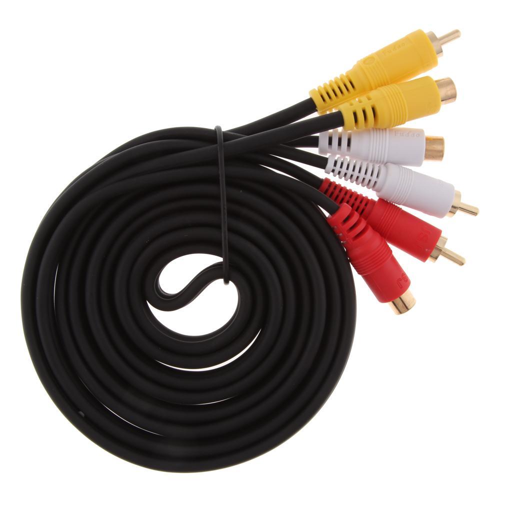 1.8m 3 RCA to 3 RCA Male to Female Audio Video Extension Cable Cord for TV