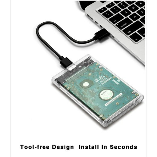 Hộp box đựng ổ cứng laptop 2.5inch trong suốt External Case chuẩn USB 3.0 - Hàng chính hãng