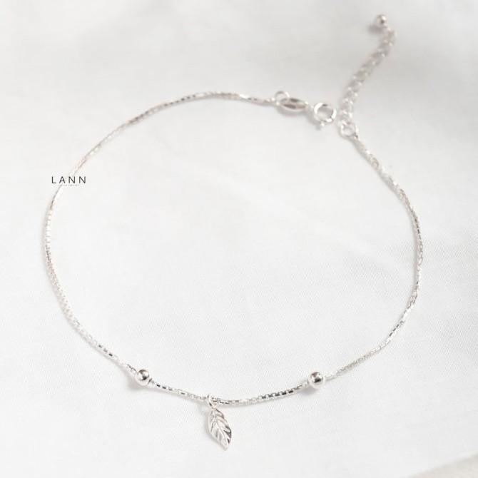 Lắc chân hai bi chạy mix lá S925 LANN