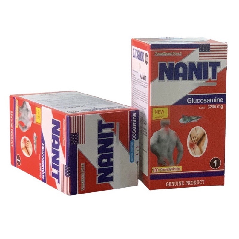 Viên xương khớp NANIT glucosamine 3200 nhập khẩu Mỹ Hộp 100 viên bổ sung chất nhờn cho khớp giúp giảm đau xương khớp