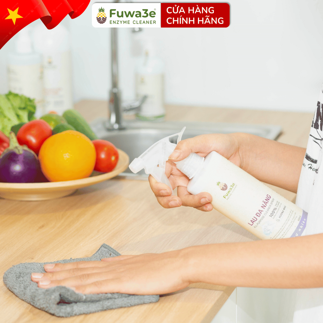 Nước lau đa năng enzyme sinh học từ vỏ dứa Fuwa3e dùng cho nhiều bề mặt 500ml/2000ml hương NHU