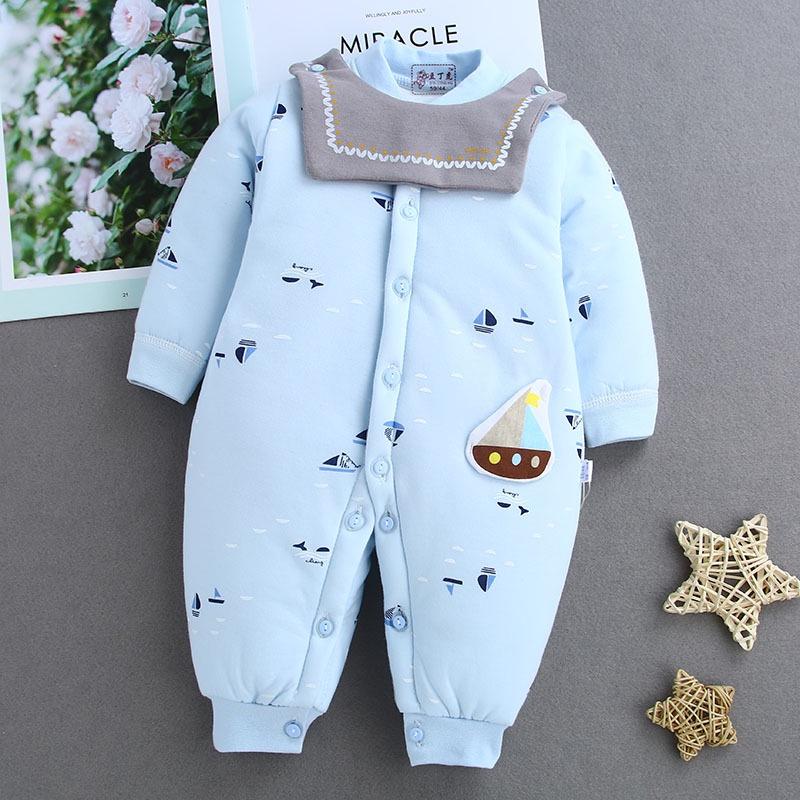 Quần áo trẻ em mùa đông Bộ bodysuit cotton trần bông có yếm tháo rời cho bé trai bé gái 2021