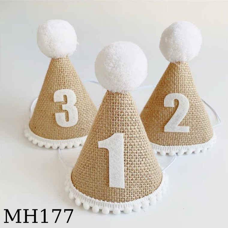 Mũ nón trang trí sinh nhật chất liệu cói cực dễ thương cho bé MH177