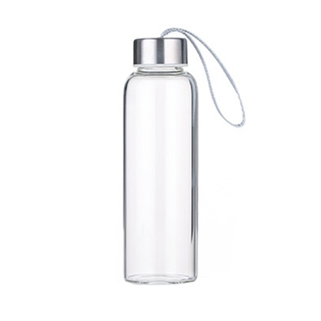 Bình thủy tinh cao cấp, dung tích 500ml nắp bạc có dây xách siêu tiện lợi