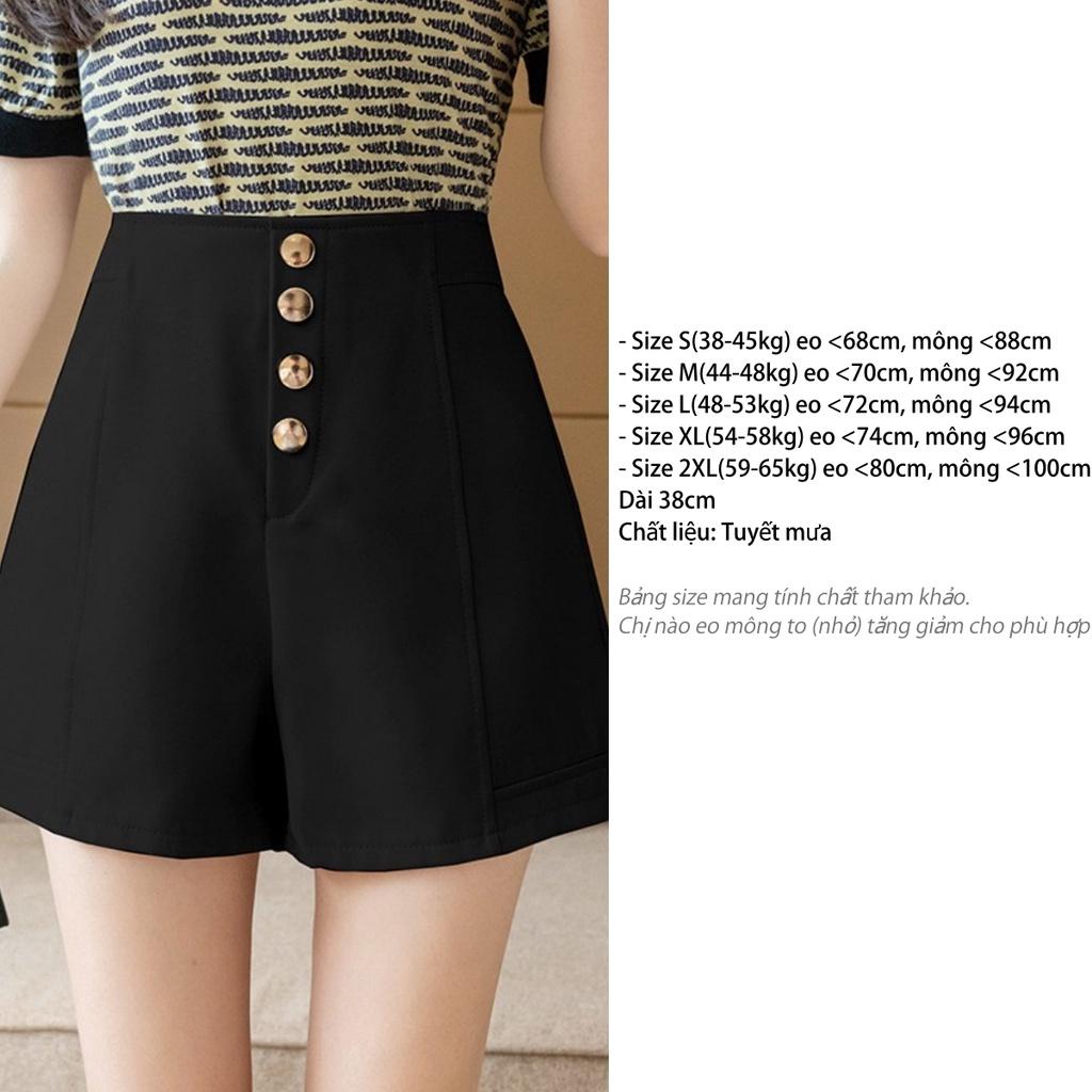 Quần short nữ lưng cao ống rộng DOLOXI cạp cao 4 khuy khóa lưng vải tuyết mưa Q039