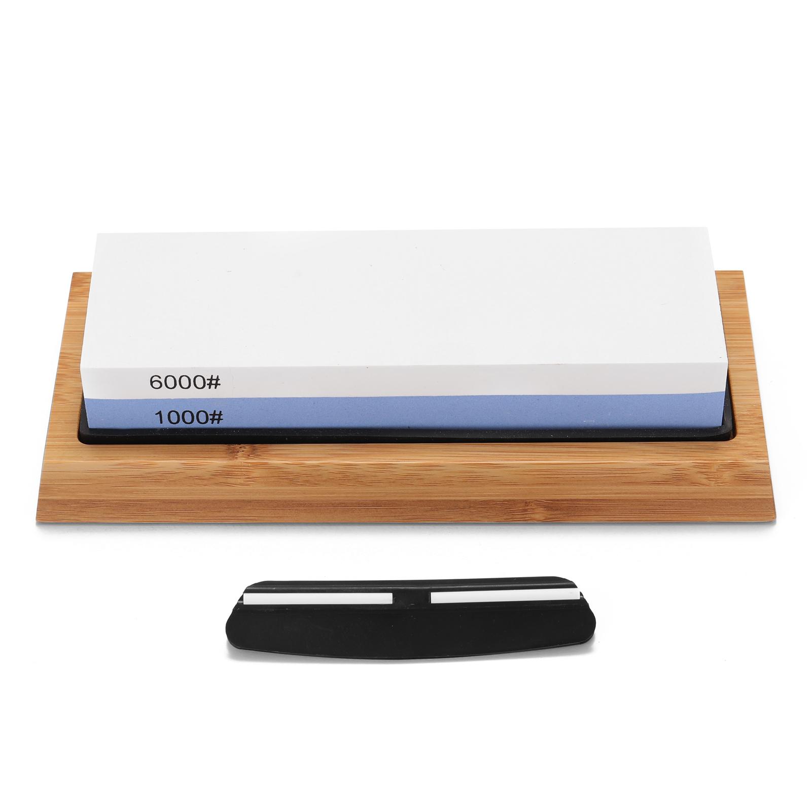 1000#/6000# Premium Whetstone Cut Sharpening Stone Set Sharpener for All Blade Non Slip Base Cutter Sharpener
