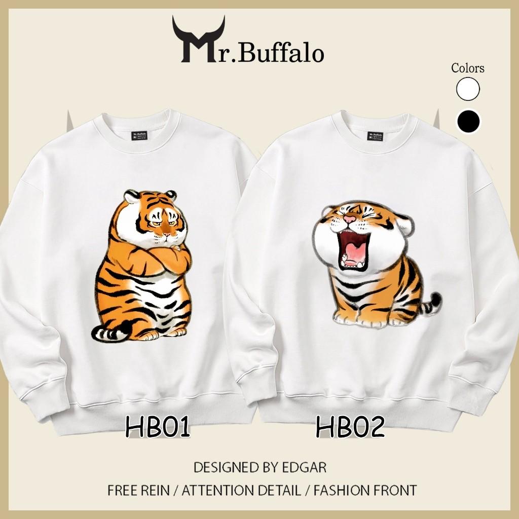 Áo Sweater cặp đôi Hổ béo cute HB01HB02 Mr.Buffalo - HB02 Trắng