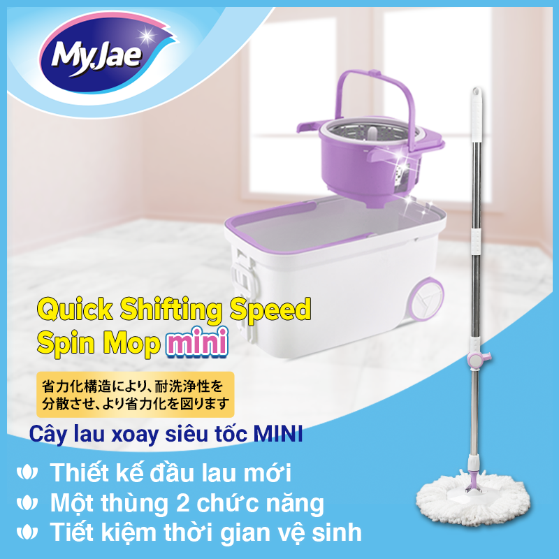 Combo 3 Bông Lau + 1 Bộ Lau Nhà MyJae Đài Loan Sợi Microfiber Xoay Siêu Tốc 360 Độ Thông Minh 129.5cm