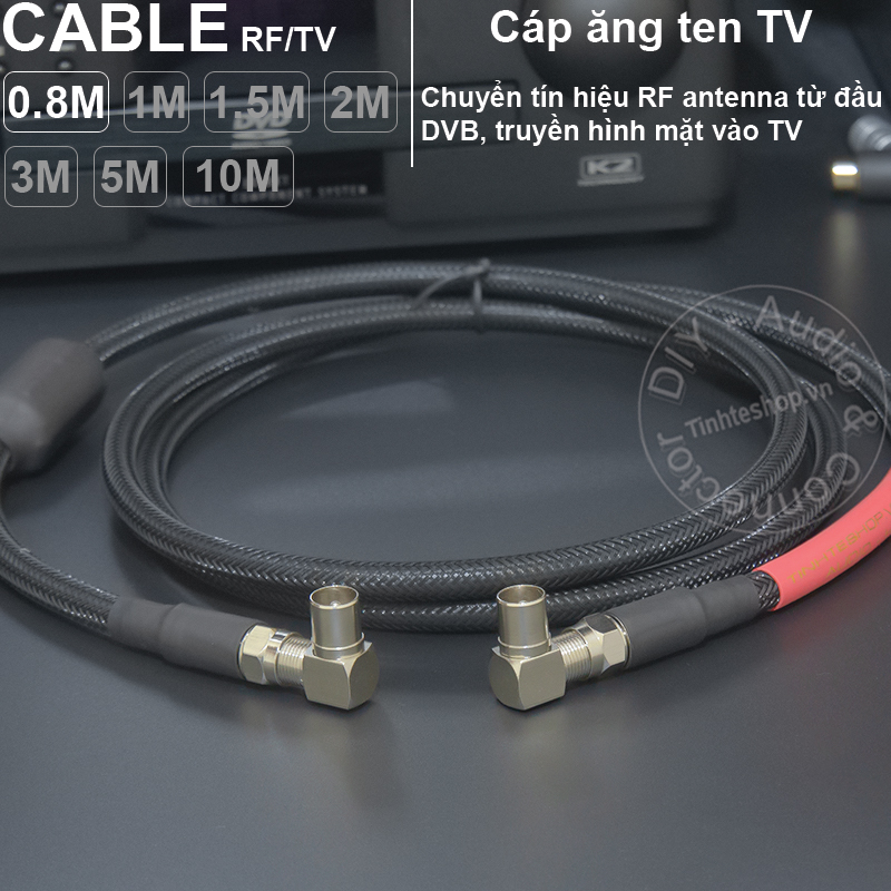 Cáp anten TV 2 đầu cong DIY 0.8 đến 10 mét - DIY 9.5mm 90 degree jack digital terrestrial TV signal cable