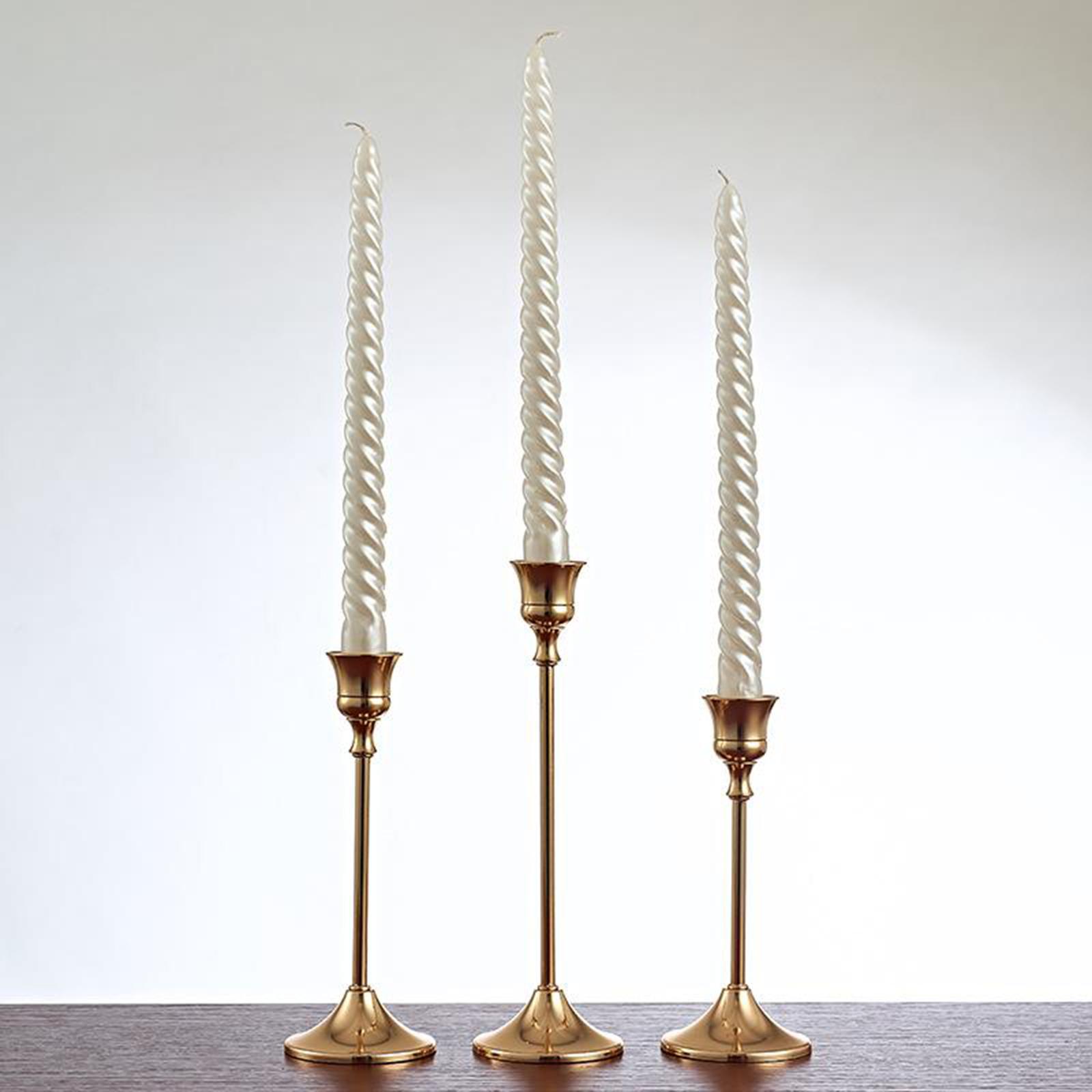 3x Metal Candle Stick Holders Stand for Wedding Party Home Office Decor