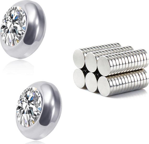 Bông Tai Nam Châm Đính Đá Màu Titan Không Đen TT 2445 – 1 Cặp