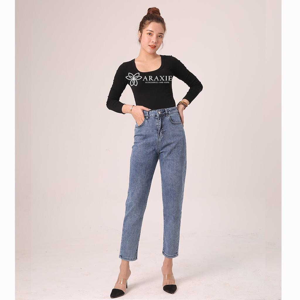 Quần jeans baggy nữ màu xanh nhạt co giãn 4 chiều JABG02
