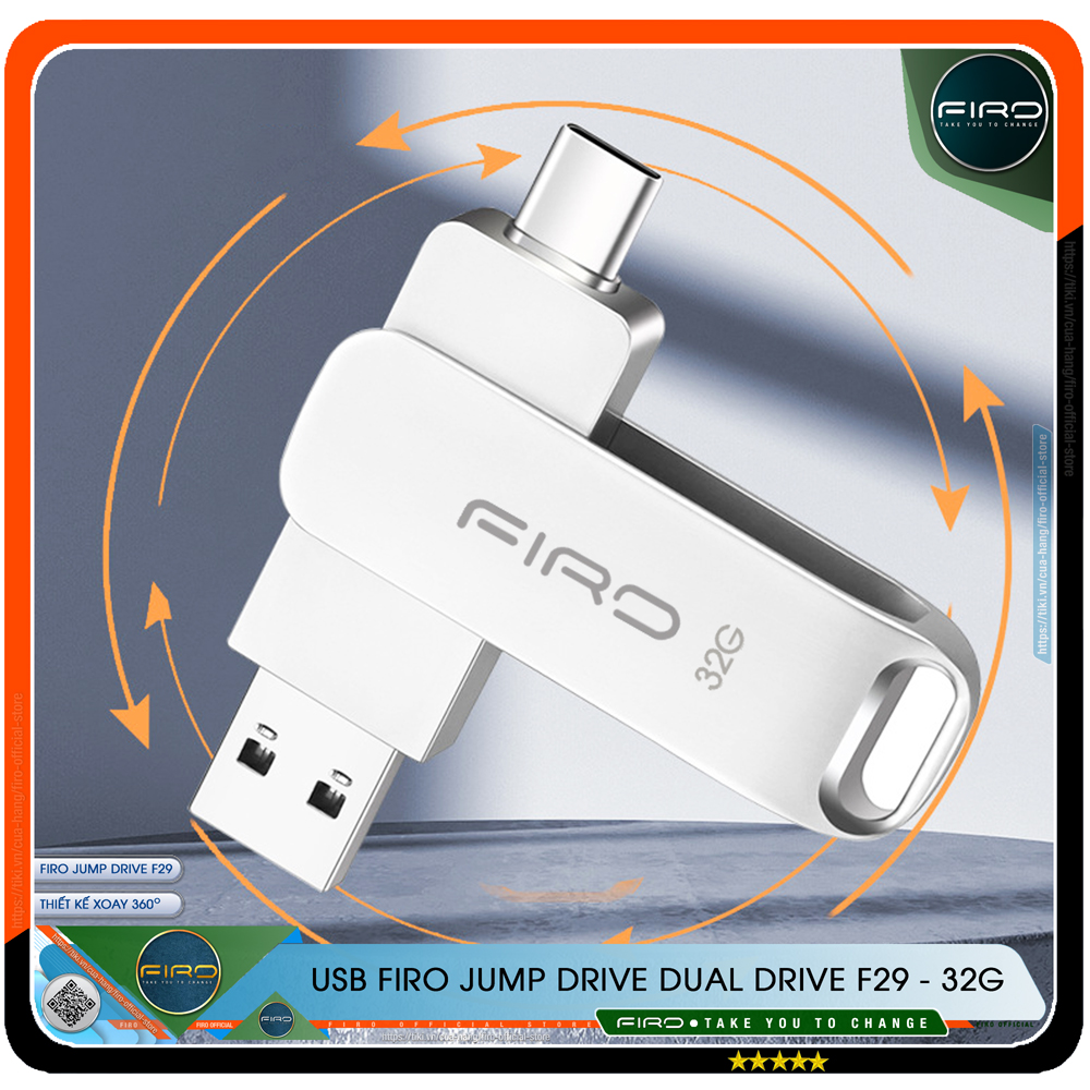 USB FIRO Jump Drive Dual Drive F29 Type-C / Type-A - USB 3.1 32GB / 64GB, Tốc Độ Đọc 130Mb/s, Tương Thích MAC / PC - Hàng Chính Hãng