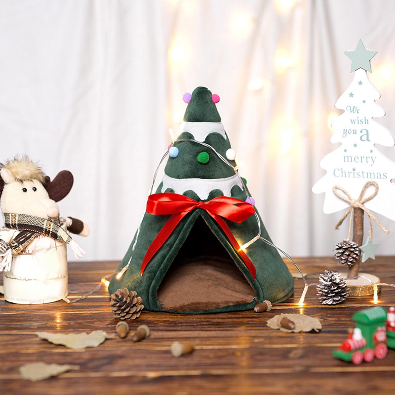 Cat Bed Christmas Tree Shape Warm Comfortable Soft for Sleeping Pet Accessories