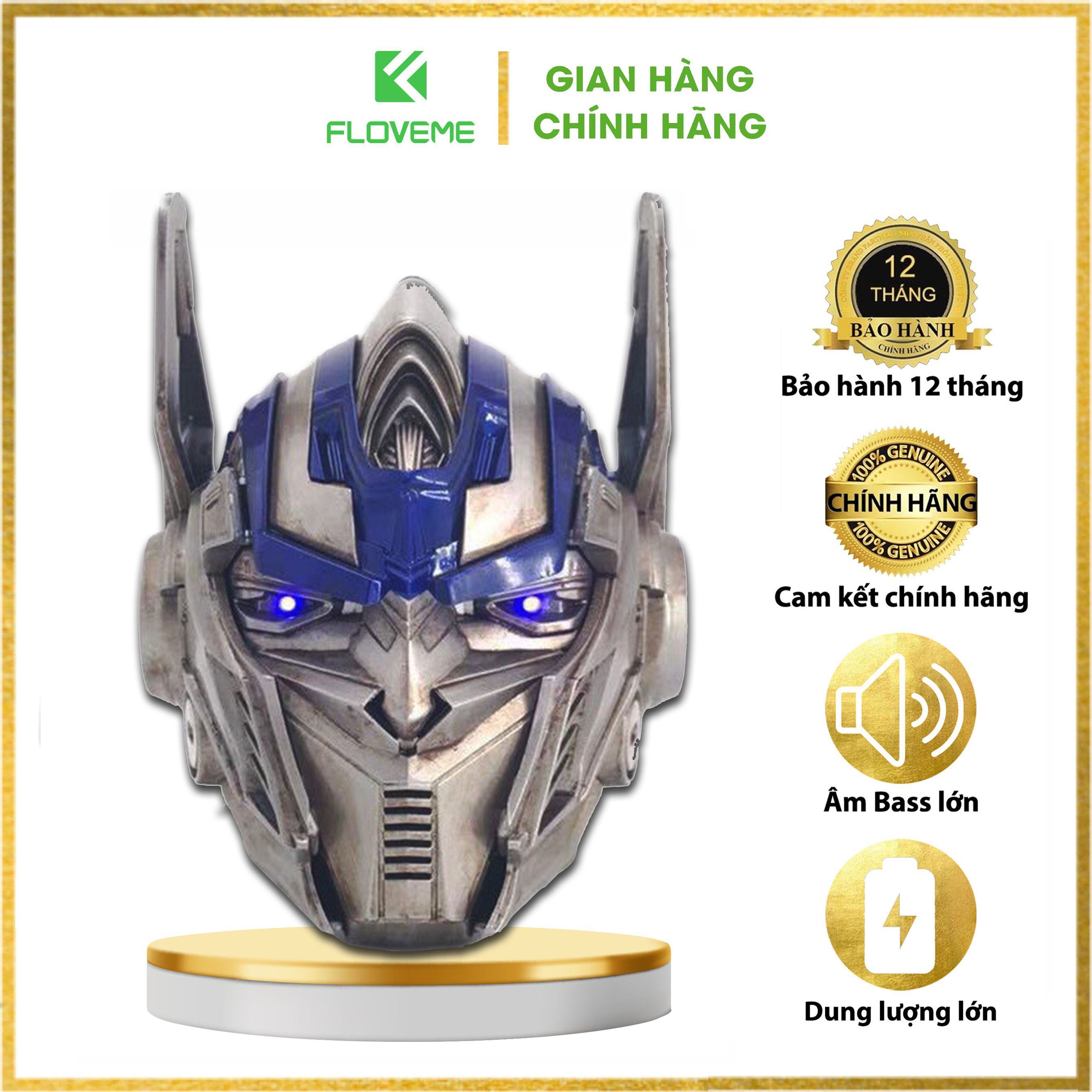 Loa bluetooth không dây Floveme MK 91 Optimus Prime cao cấp , Pin 1200mAh , Mắt có Đèn Led ,Âm Thanh Chuẩn Siêu Ngầu-Hàng Chính Hãng