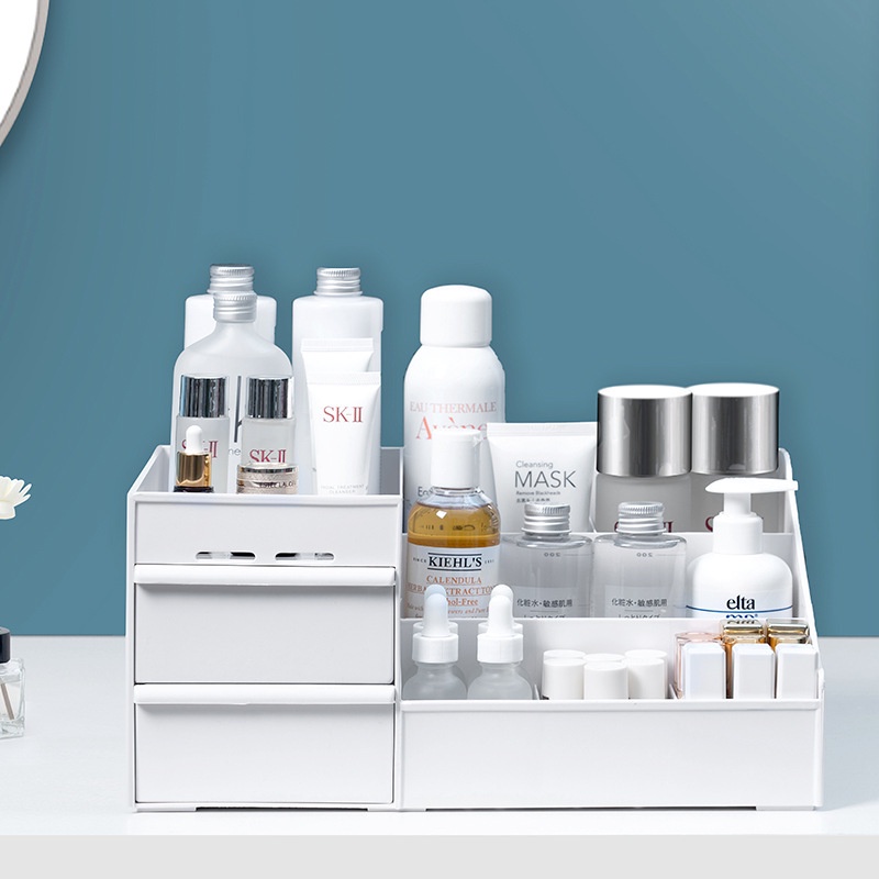 Kệ Mỹ Phẩm 2 Tầng Có Ngăn Kéo Tiện Dụng - Kệ Đựng Đồ 2 Tầng Nhiều Ngăn Đa Năng Có Ngăn Kéo Giao Màu Ngẫu Nhiên