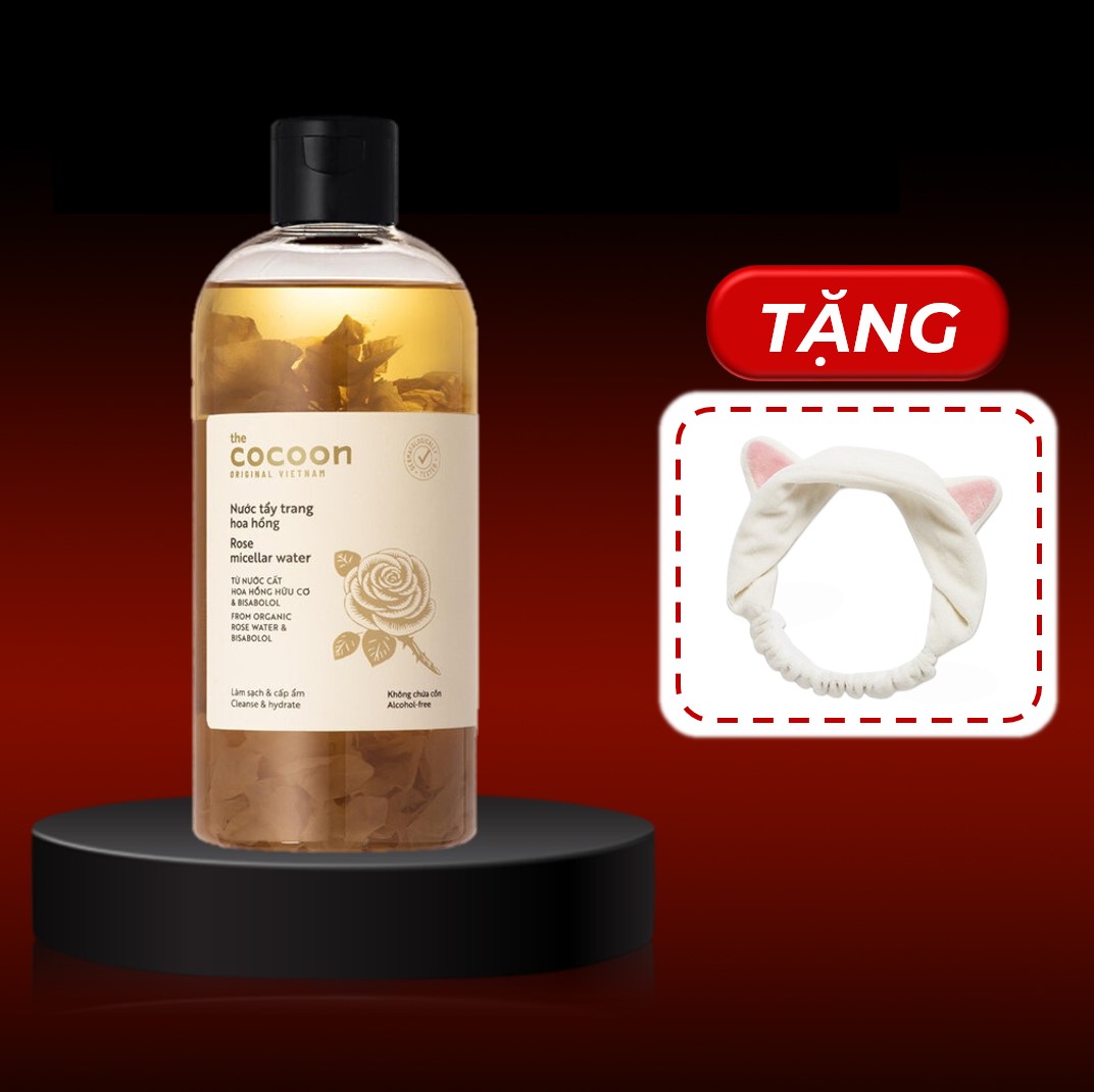 Nước Tẩy Trang Hoa Hồng Cocoon 140ml + Tặng Băng Đô Tai Mèo Màu Ngẫu Nhiên