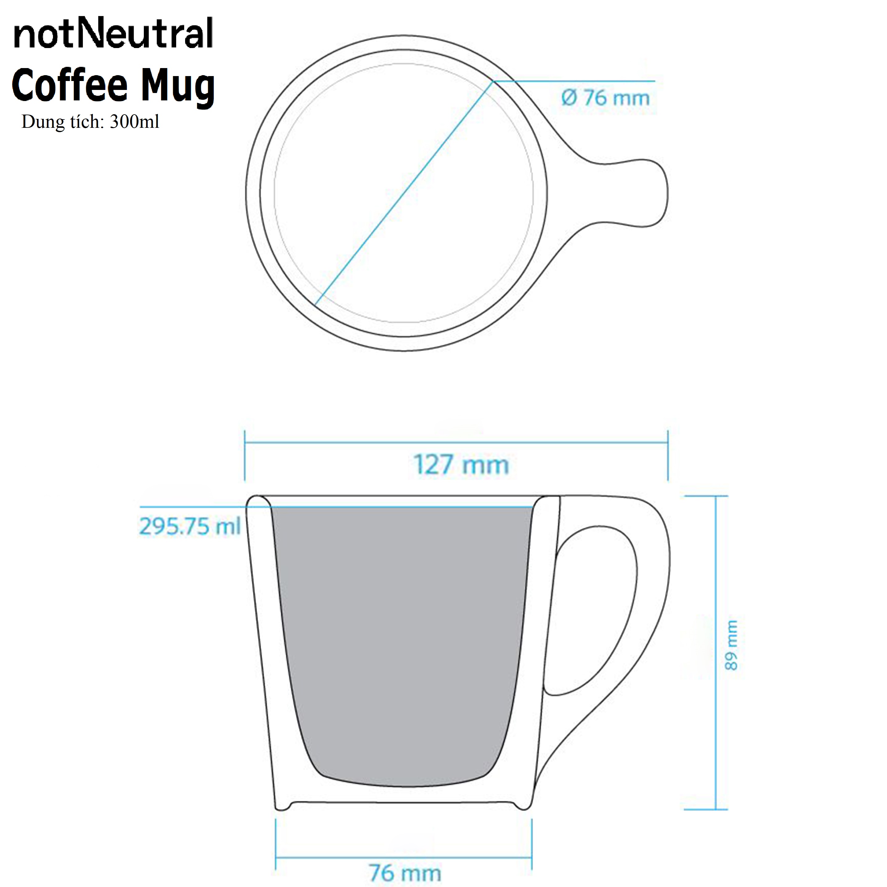 Ly NotNeutral LINO Coffee Mug cốc sứ màu 300ml
