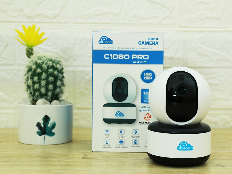 Camera Wifi IP Đàm thoại 2 Chiều  Vitacam C1080 Pro 3MP -2020 Thẻ 32GB- Hàng Chính Hãng