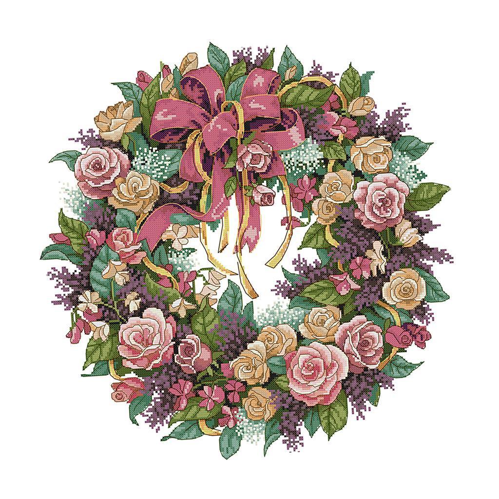 Flower Stamped Cross Stitch Kits DIY Needlework for Beginners - 14CT 45x45cm