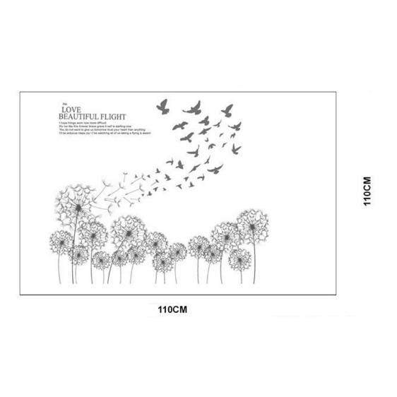 Decal trang trí tường - Bồ Công Anh và Chim Đen trong gió